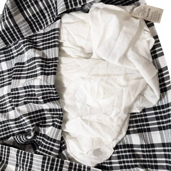 Anthropologie Black & White Plaid Square-Neck Tie-Strap Midi Dress Checkered M - Picture 7 of 11